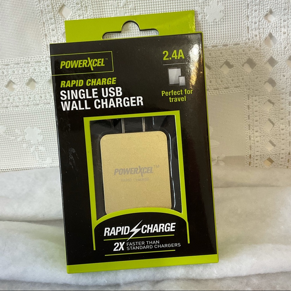 USB Wall charger box gold tone